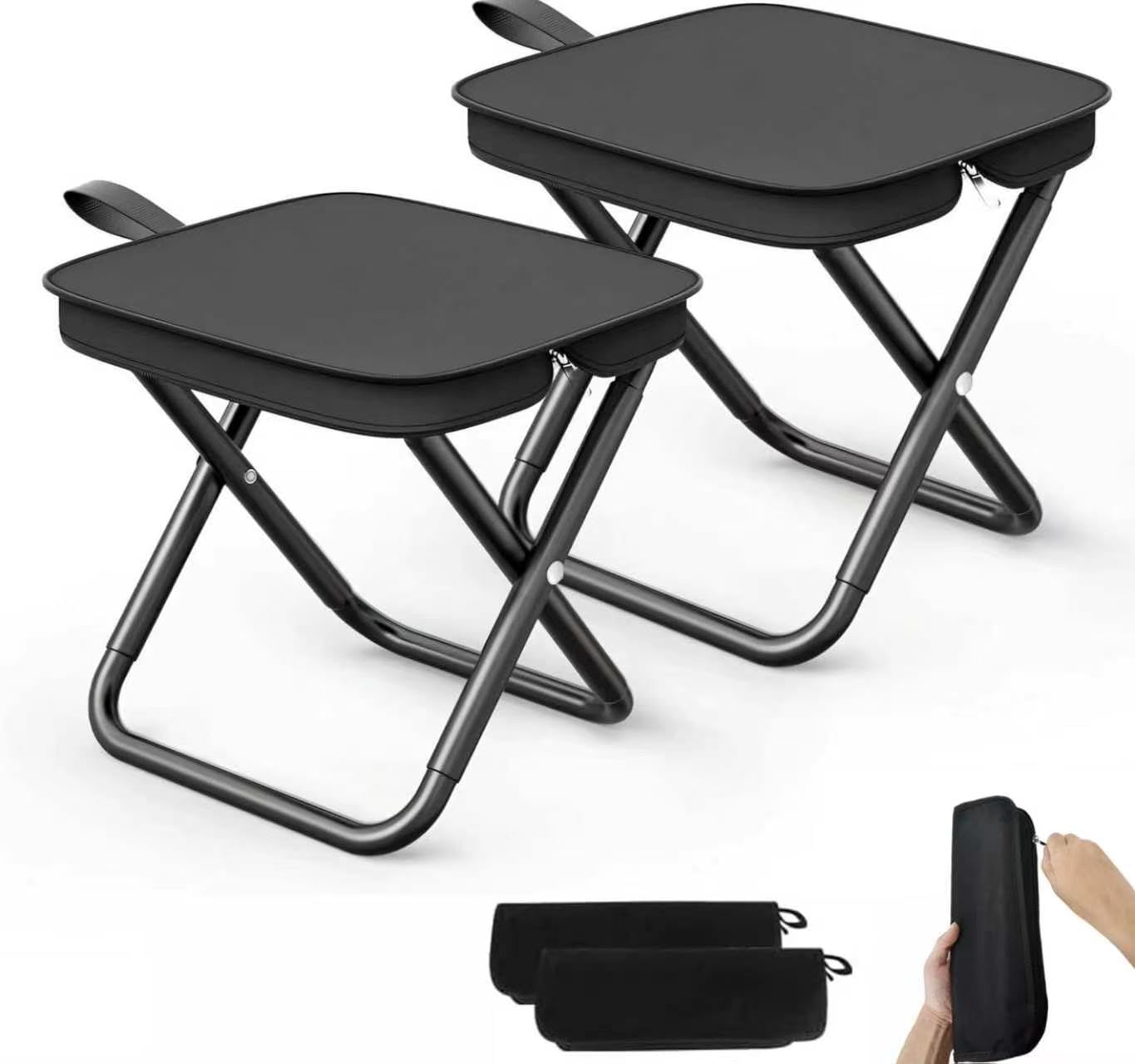 ZeiLaBang Kakadi 2 Stück Camping Hocker,26cm Tragbarer Klapphocker,Leicht Sitz Falthocker,Mini-Klapphocker,Campinghocker mit Aufbewahrungsbeutel, für BBQ, Camp, Reisen, Wandern, Beach, Garden, Angeln