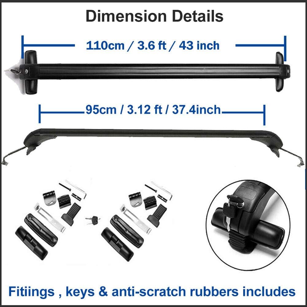 SiKy For Ford Focus 2000-16 43 Inch Car Roof Rack Cross Bar Top Aluminum Bars Luggage Carrier with Key Lock (1 Pair)