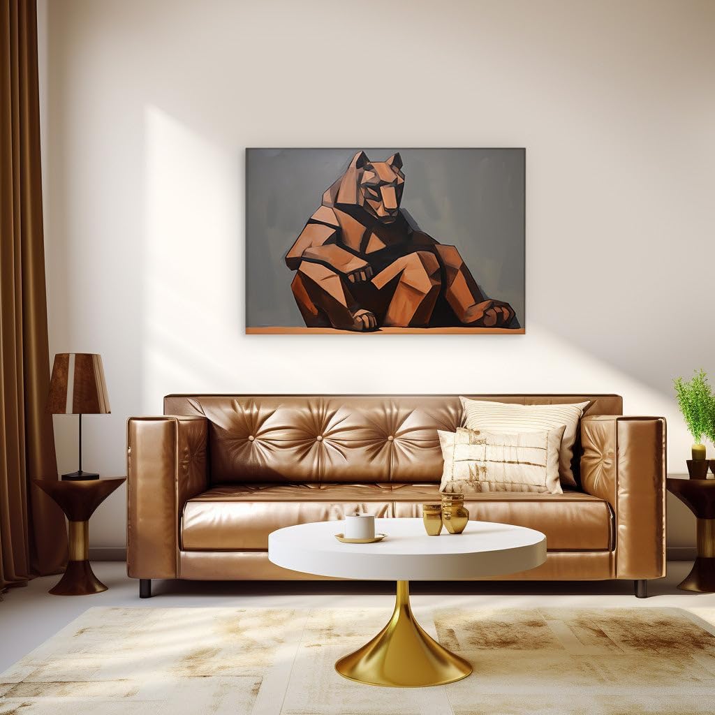 Canvas for Living room. Fierce Geometry: How a Lion Painting Captivates with Color and Shape, 27 x 18 inch Canvas Wall Art - Nature Home Decor - 69x46 cm (27x18 inch)