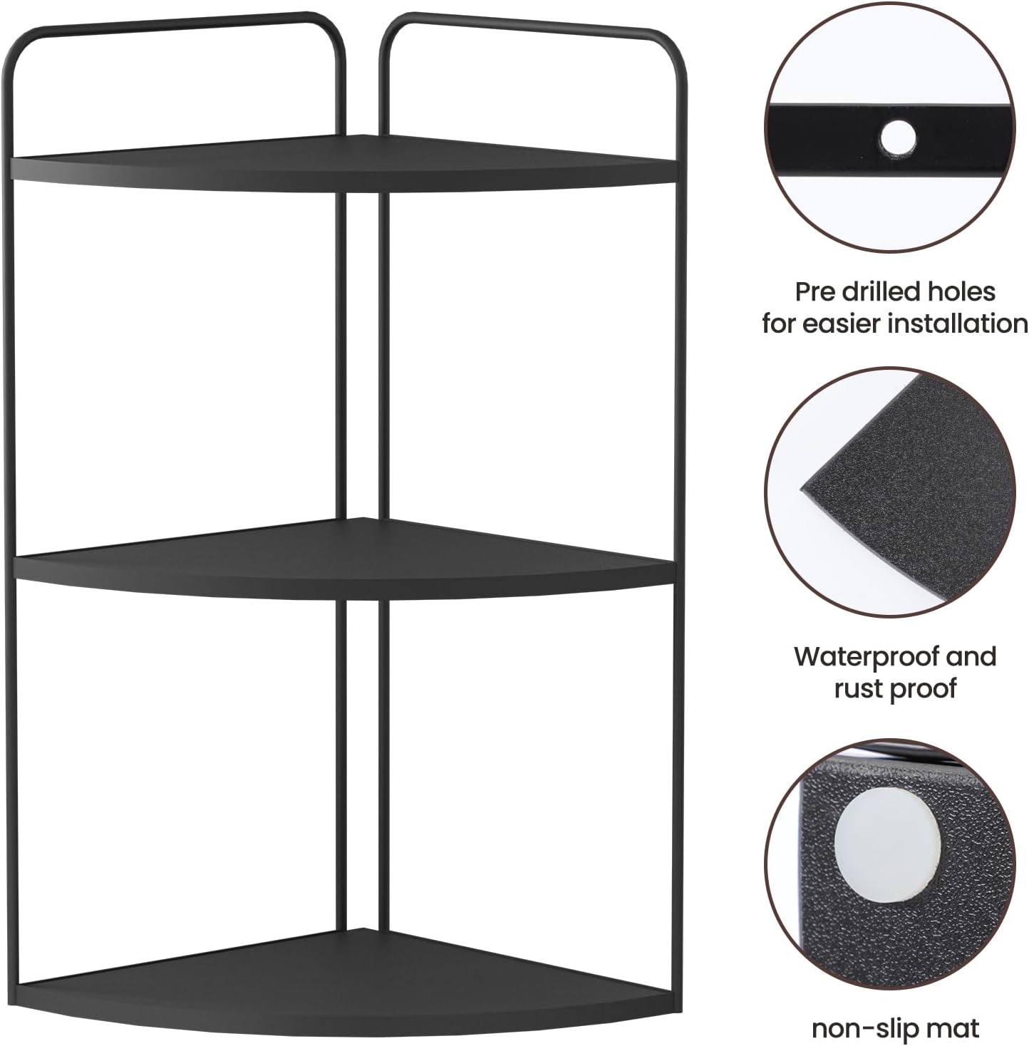 Forest Angle Bathroom Counter Organizer,Countertop Organizer,Vanity Organizers,Bathroom Storage,Bathroom Sink Caddy,Counter Shelf,Corner Counter,Corner Shelves(Black)