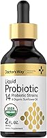 Vista 1 de Doctor's Way Probiótico líquido 2 onzas líquidas 14 cepas probióticas con aceite de girasol orgánico Suplemento sin OMG