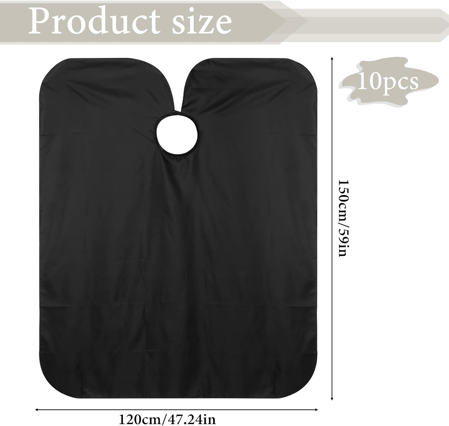 10 Pack Black Waterproof Hair Salon Cape Large Hair Cutting Salon Cape with Metal Snap Closure Haircut Apron for Women Men Hairstylists, Black