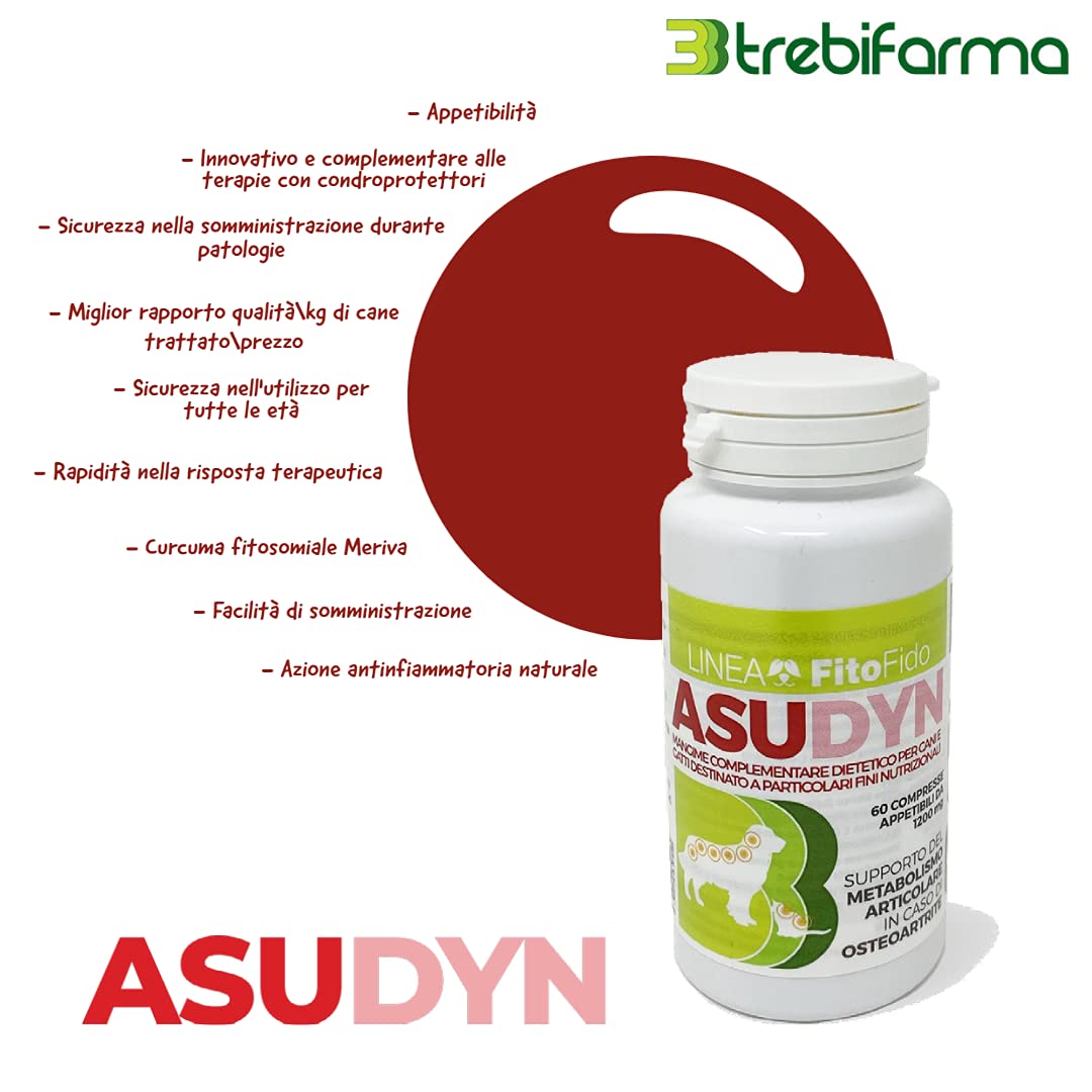 Asudyn 60-3BF – karma uzupełniająca w tabletkach dla psów i kotów – wsparcie stawów w przypadku choroby zwyrodnieniowej stawów – 72 g – Trebipharma