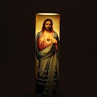 Vista 2 de Sagrado Corazón de Jesús, vela de oración devocional sin llama LED