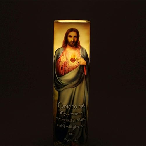 Miniatura 3 de Sagrado Corazón de Jesús, vela de oración devocional sin llama LED