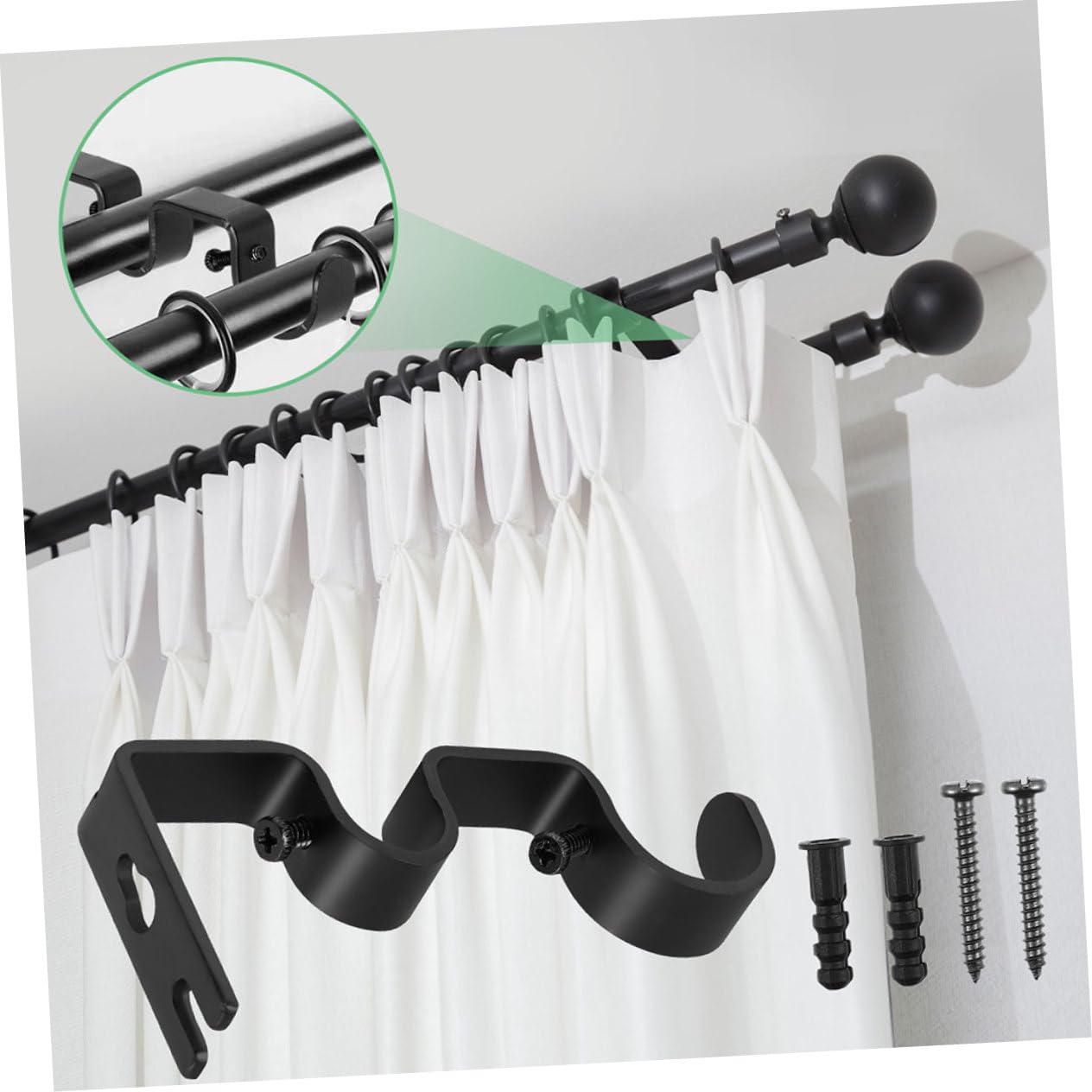 4stücke Teiliges Verstellbares Gardinenstangen-halter Stabilem Eisen Für Römische Stangen Mit Dickem Design Schwarz Wandmontierbar Langlebig Und Stabil