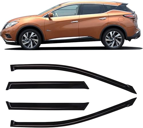 Miniatura 2 de OCPTY Viseras de ventana para Nissan 2003-2007 para Murano, protectores de lluvia con cinta adhesiva, deflectores de viento de ventana lateral, 4