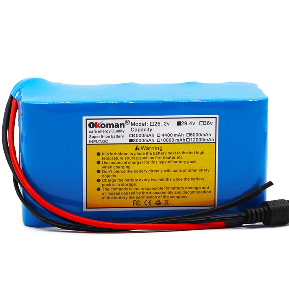 Batería de Iones de Litio de Bicicleta eléctrica de 24v 8ah 8000mah 250w 18650 Paquete de batería Motor de Silla de Ruedas BMS + Cargador de 29.4v