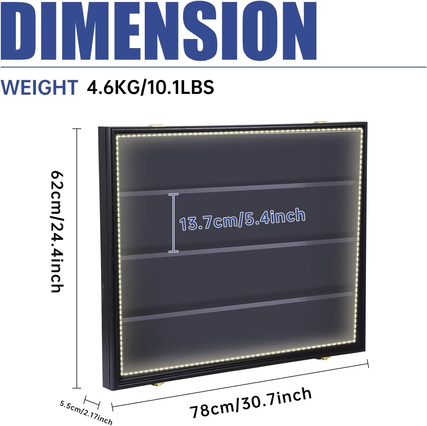 Nice C Sports Card Display, Baseball Card Display Case, with LED Light, Sports Card Holder, Graded Card Trading Card Display Case, 98% UV Protection, 36 Cards, Lockable (LED Horizontal 2 Pack)