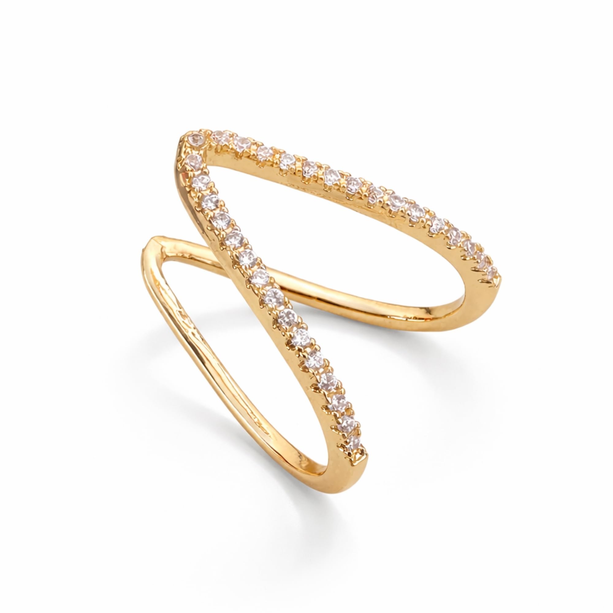 CZ Studded V-Shaped Finger Ring for Women Stylish | Tarnish Free Jewellery Adjustable Ring for Women Gold Ring for Girls Stylish | Aesthetic Accessories for Girls-image-37