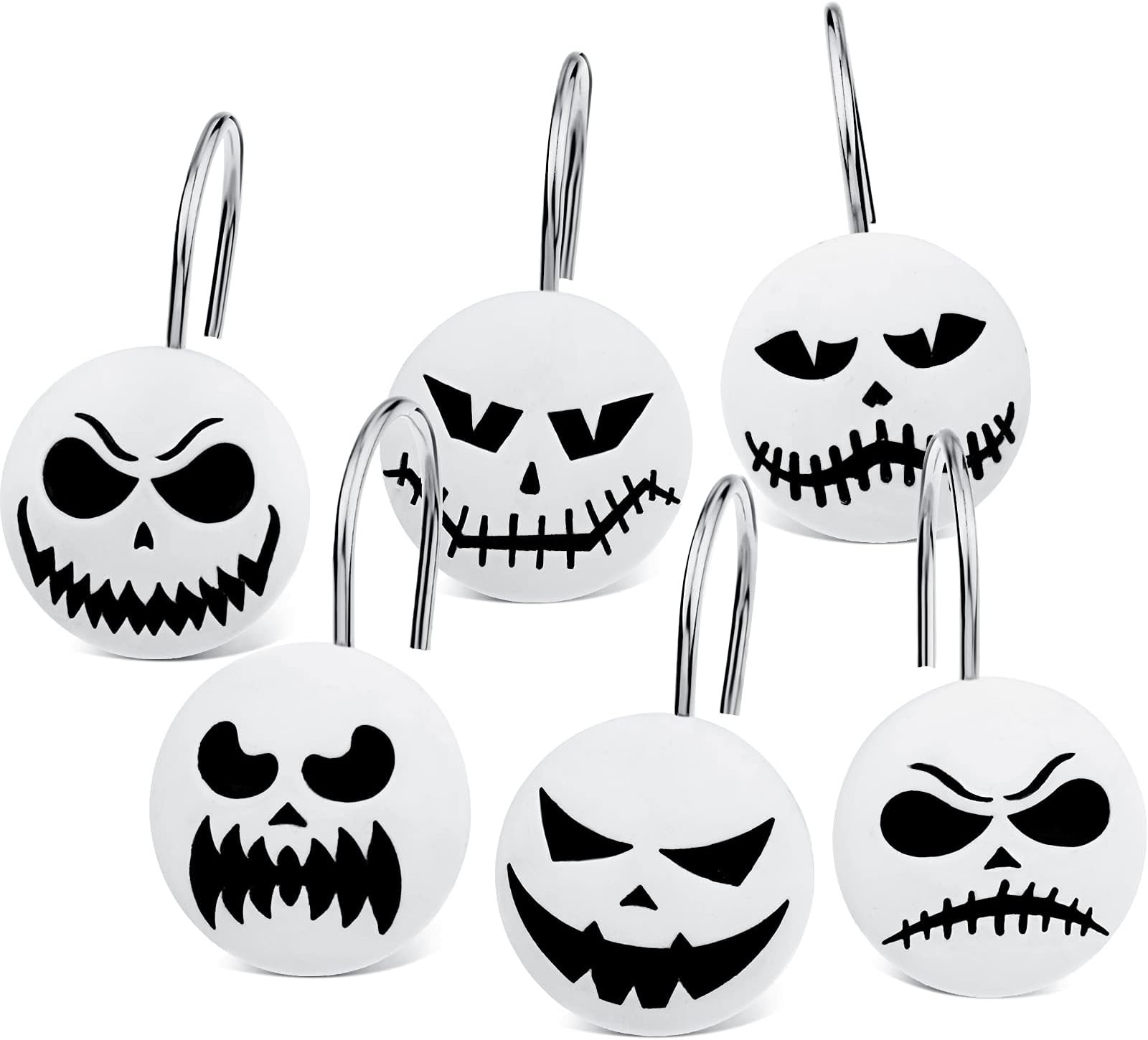Halloween Shower Curtain Hooks – 12 Pieces Skull Spider Raven Design, Rustproof Metal & Resin - View #11