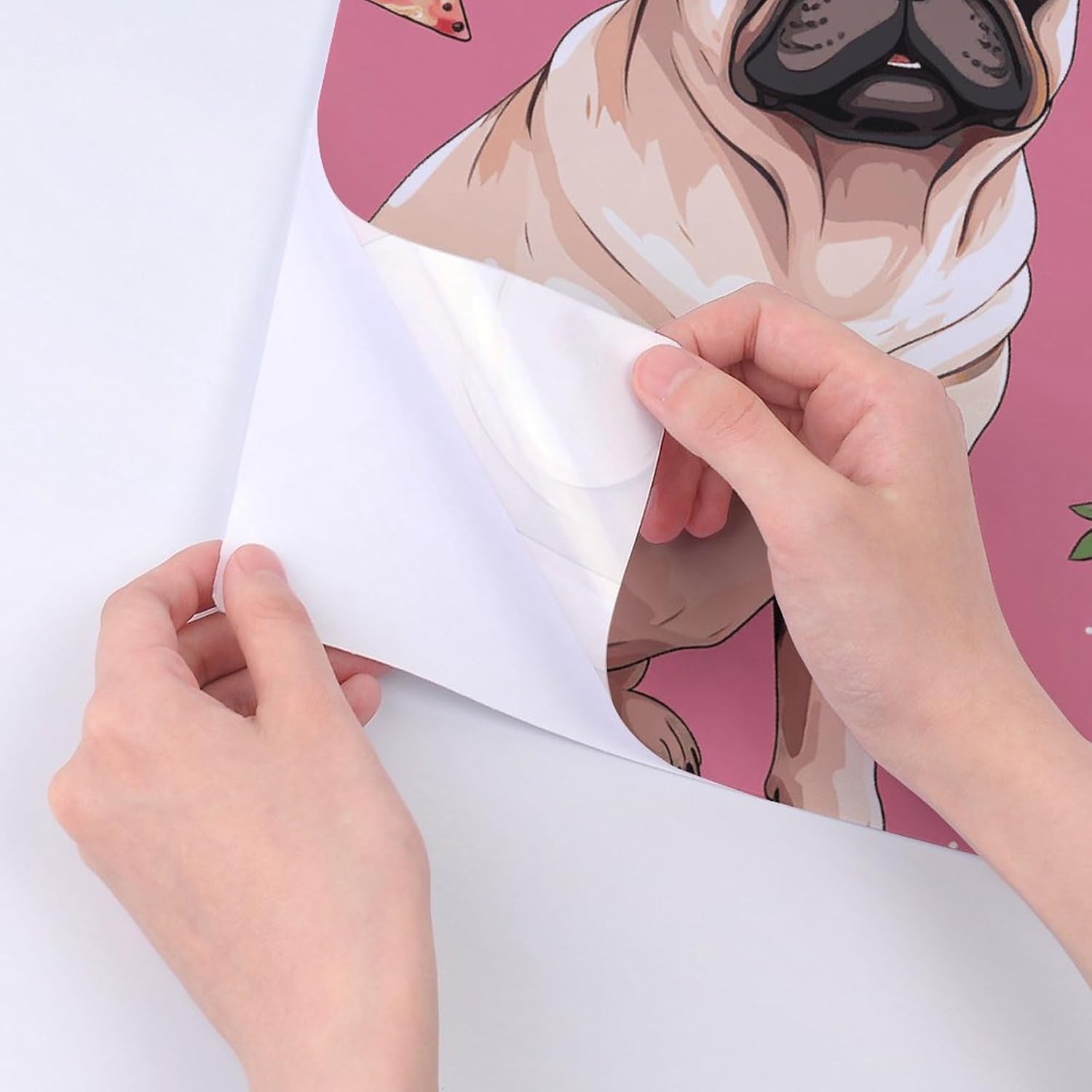 Cute Stickers Waterproof Funny Pug Pizza Pink Stickers for Water Bottles Laptop Decor