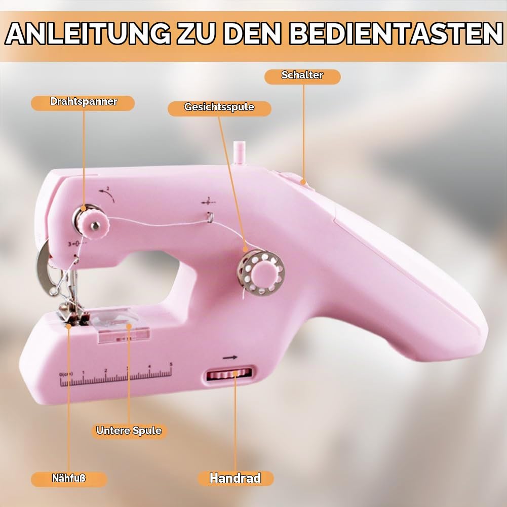Mini Handnähmaschine, Tragbare Elektrische Doppelfaden Nähmaschine