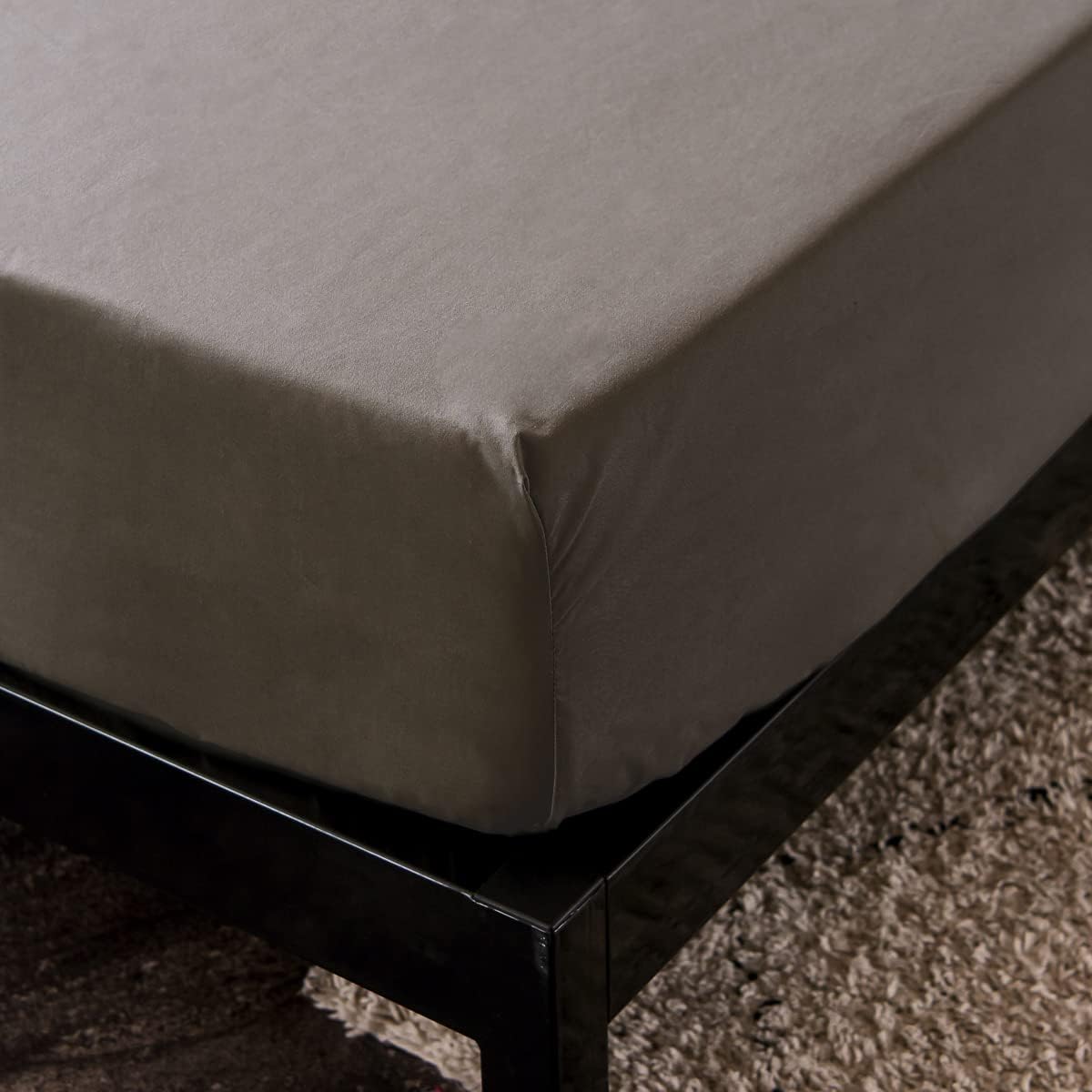 NTBED Waterproof Mattress Protector Cover King Size Deep Pocket Polyester Bed Mattress Pad Cover Solid Color Fitted Sheet (80” x 78” (Dark Grey, King)