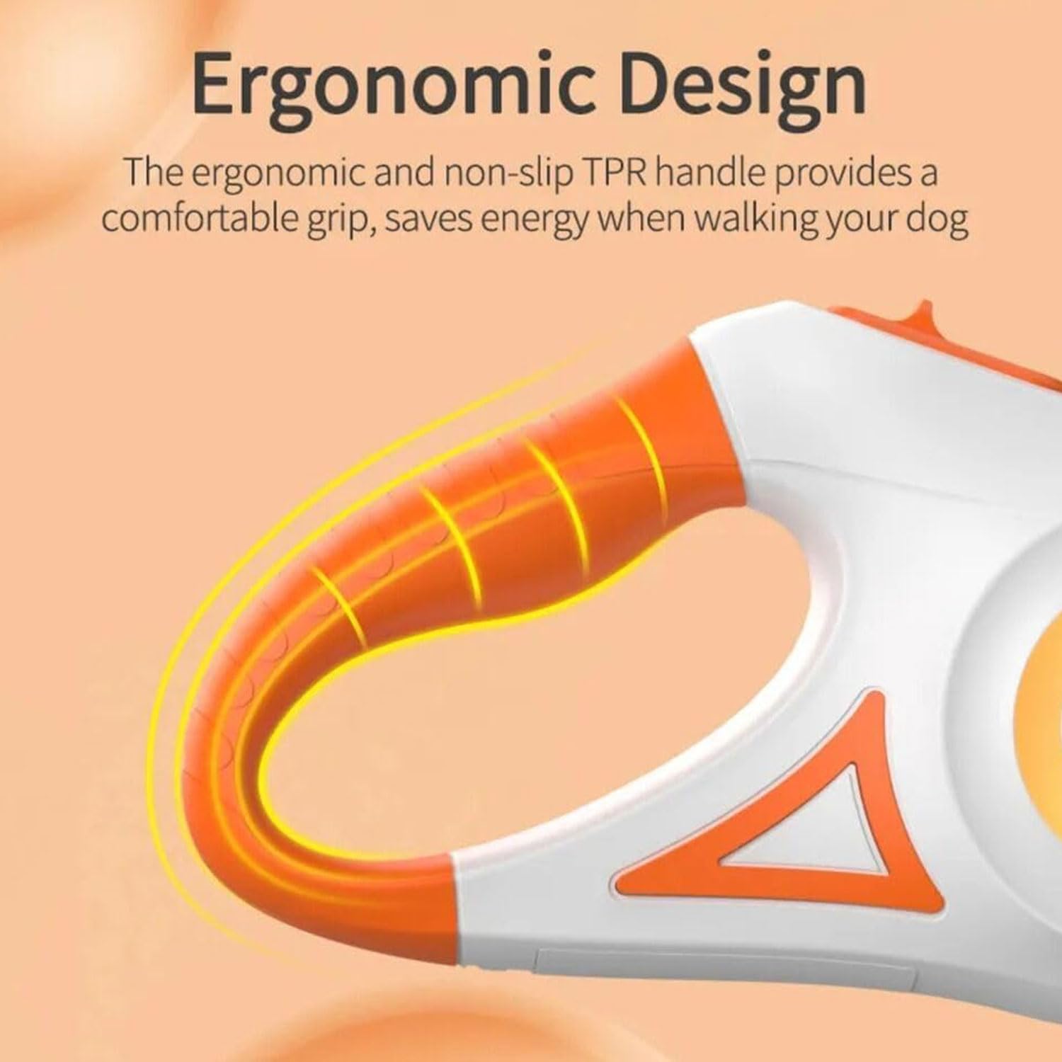 Correa retráctil automática para perro con linterna y luces LED de seguridad, color naranja