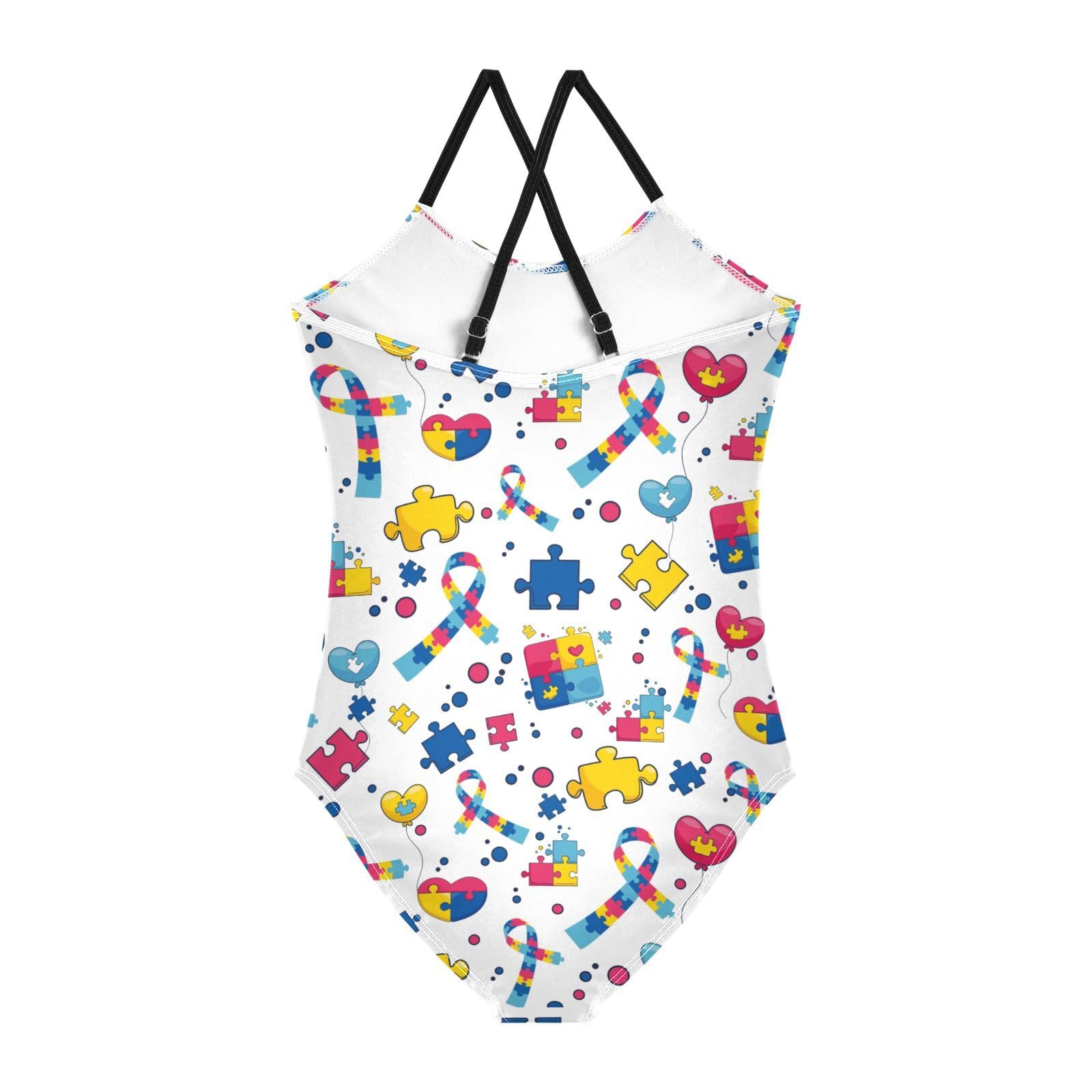 Autism Girls One Piece Swimsuits; 3-10 Years Halter Swimwear Beach Bathing Suit