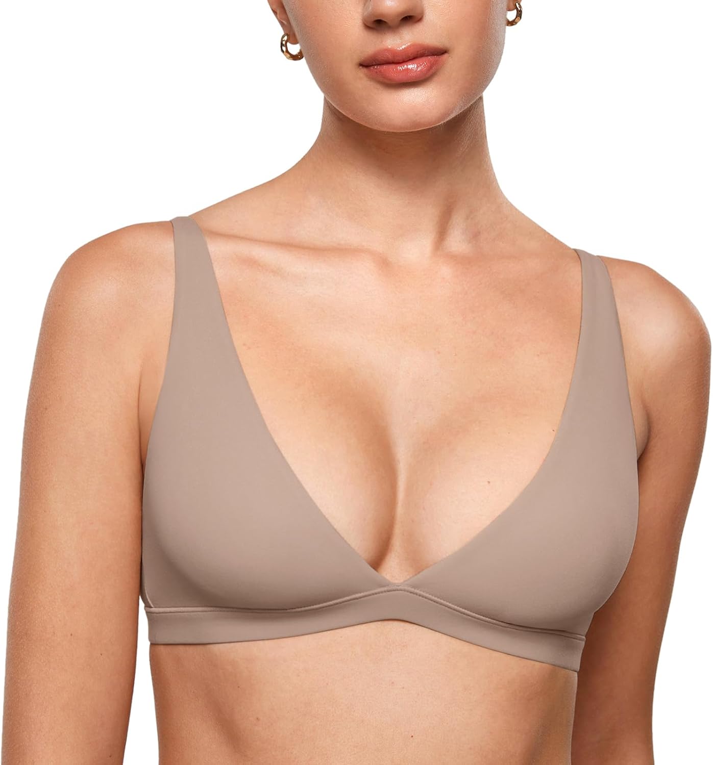 INLYRIC Women's Inbarely Soft Plunge Bralette - Deep V Unlined Triangle No Padding No Underwire Sexy Comfort Sleep Bra