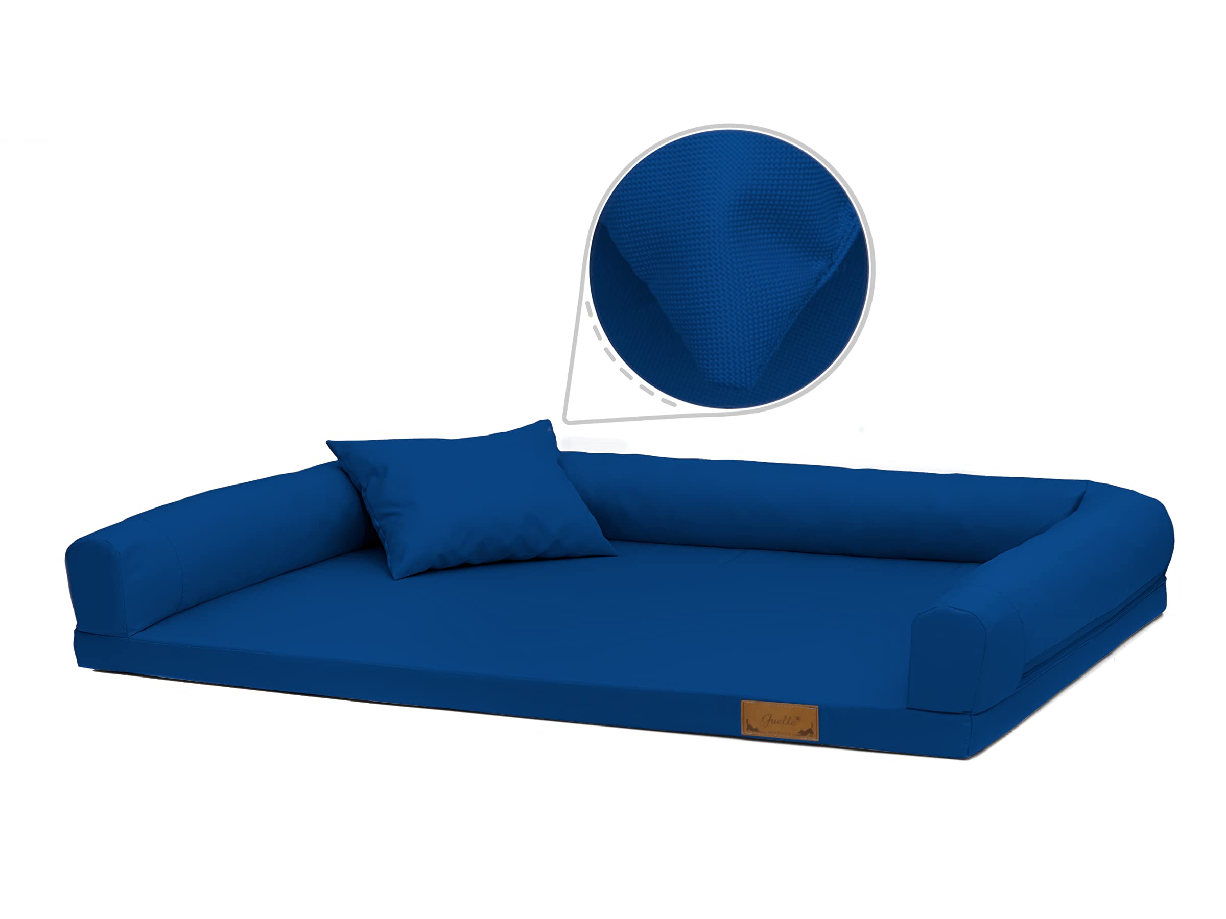 Juelle Cama Ortopédica para Perros Grandes, Colchón Ergonómico con Laterales para Perros Grandes, Funda Extraíble, Lavable a máquina, Lucky 2XL (Tamaño: L - 120 x 90 cm, Zafiro)