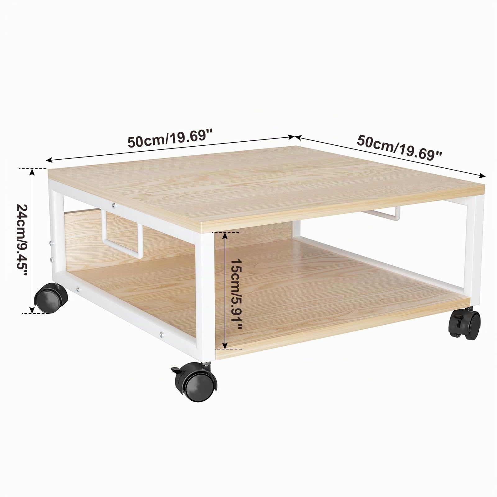 IBUYKE 2 Tier Desktop Drucker Stand Cart,Drucker Tisch mit Rädern,Schreibtisch Heavy Duty Rolltisch mit Aufbewahrungsordnern,für Bücher, Faxmaschine, Scanner, Home Office TLJ008R