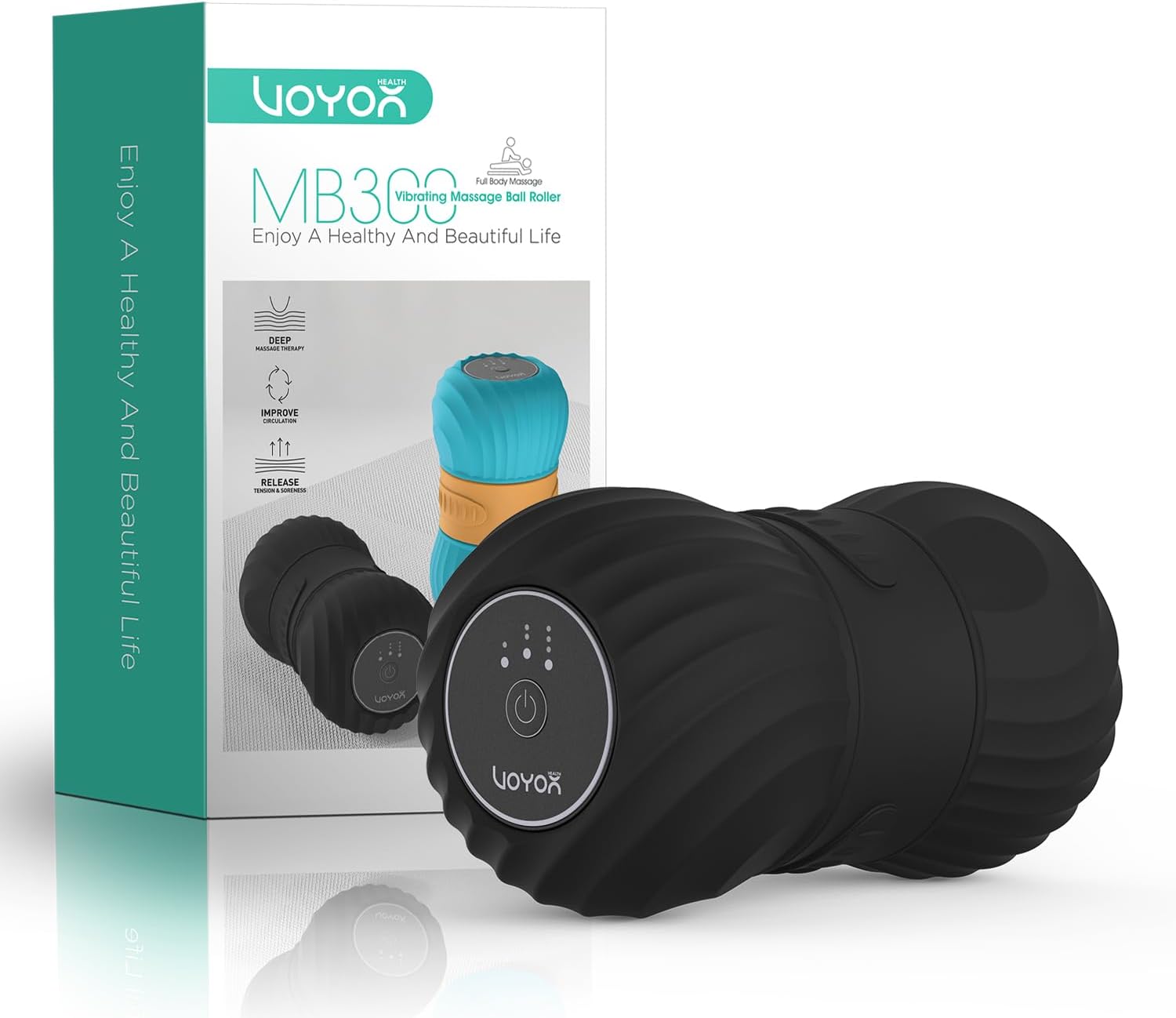 VOYOR-HEALTH Vibrating Peanut Massage Ball Roller for Tense Muscle, Electric Double Lacrosse Massage Ball with Deep Tissue Trigger Point Massage, Yoga Sports Fitness Use, Rechargeable MB300 (Black)