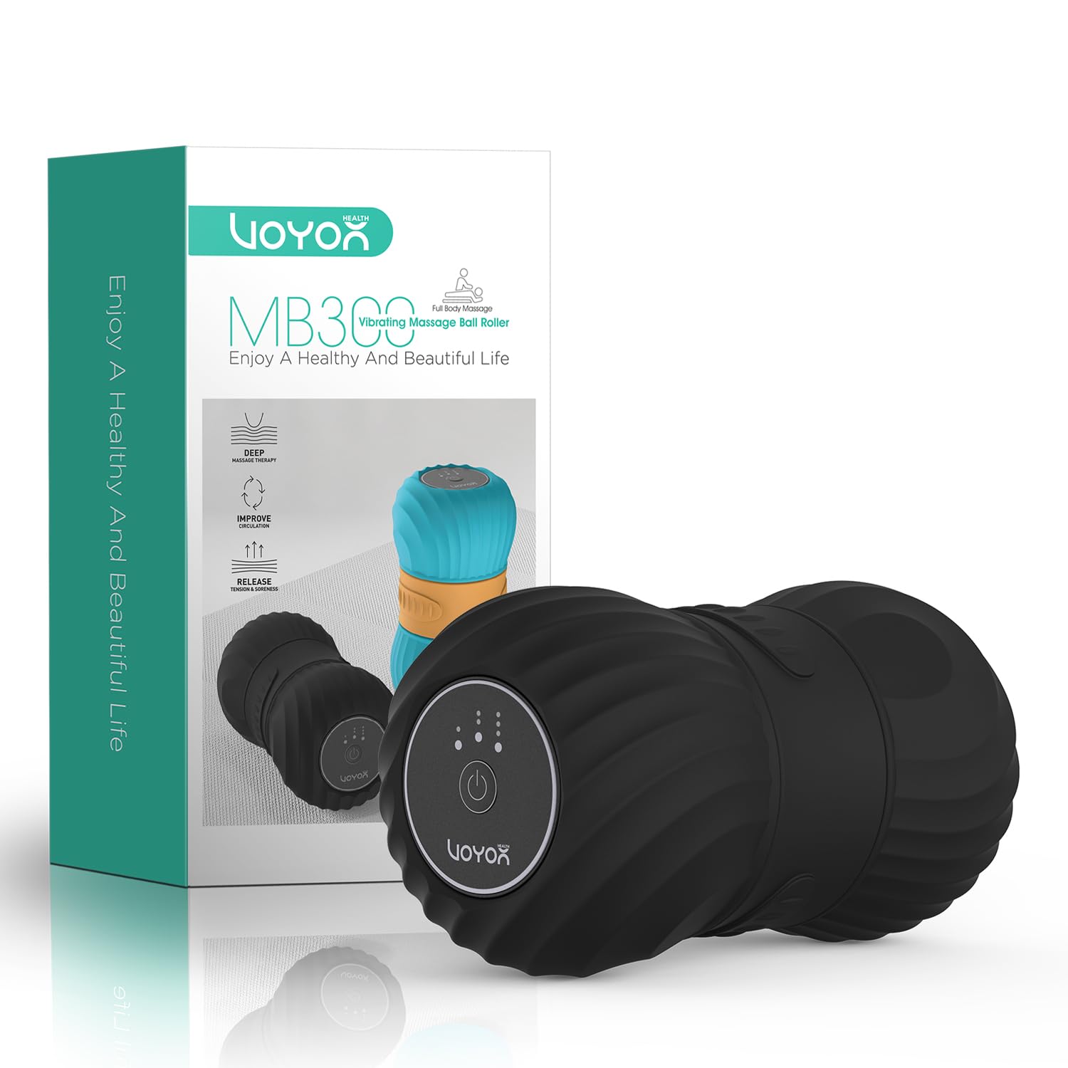 VOYOR-HEALTH Vibrating Peanut Massage Ball Roller, Electric Double Lacrosse Massage Ball with 4 Intensities for Muscle Pain Relief, Rechargeable Deep Tissue Massage, Yoga Sports Fitness MB300 (Black)