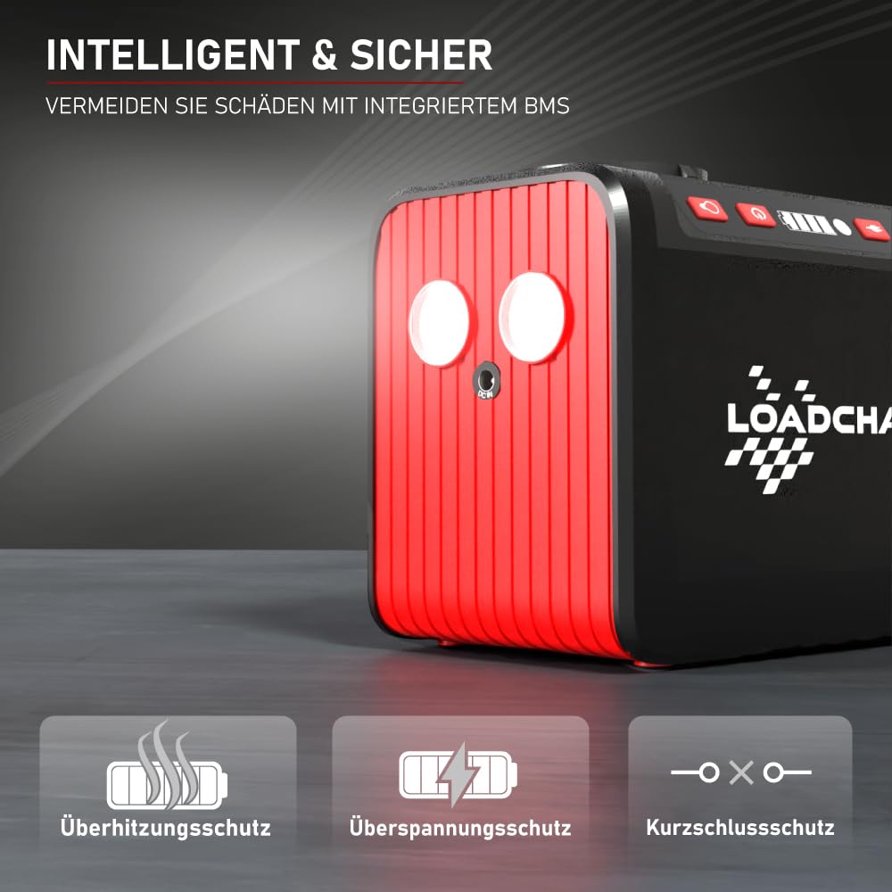 LOADCHAMP Powerbank mit Steckdose 24000 mAh 230V Powerstation Laptop