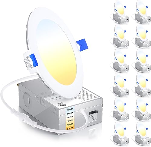 Miniatura 9 de Ensenior - Paquete de 12 luces LED empotrables de techo, ultra finas con caja de conexiones, intensidad regulable, alta luminosidad.