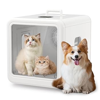 【大人気商品❣️】ペットドライルーム 大容量72L 犬 猫 トリミング ボックス ペット ドライ ルーム，ペット乾燥機 72L大容量 犬猫兼用 | Petaboo