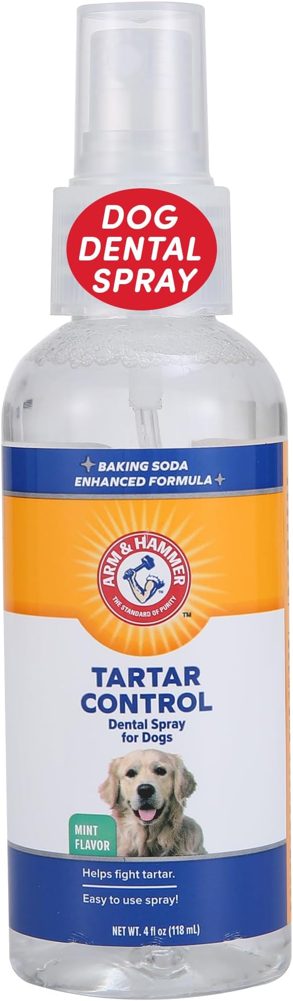 Arm & Hammer Dog Dental Care Tartar Control Dental Spray for Dogs | Reduces Plaque & Tartar Buildup Without Brushing | Mint Flavor, 4 Ounces
