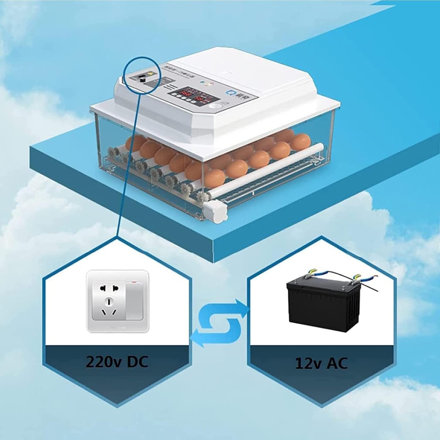 Fully Automatic Incubator, Automatic Egg Turning, Large Farm Poultry Incubator for Hatching Chickens, Ducks, Pigeons and Quails