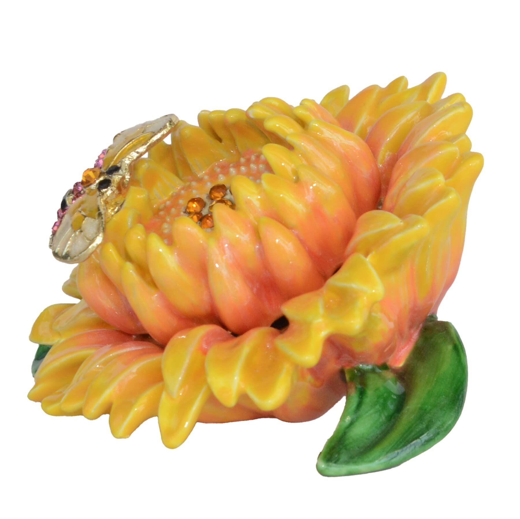 Jewelled Słonecznik Zestaw Botaniczny Dekoracja Botaniczna Dekoracja Botaniczna Box Biżuteria Organizator Figurka Talizman Pudełko Na Zawiasach Kolekcjonerskich Dżetów Jeweled