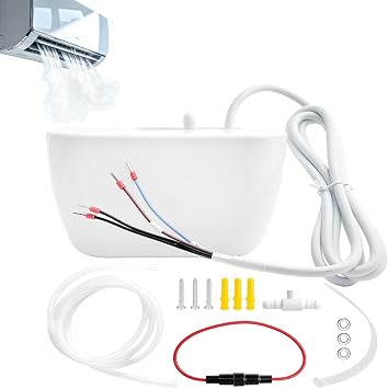 Mini Split Silent Condensate Pump 100-240V 50/60Hz, Ultra-Quiet <19dB, Self-Priming & Anti-Siphon, Wall-Mount for AC, HVAC, Dehumidifier, White