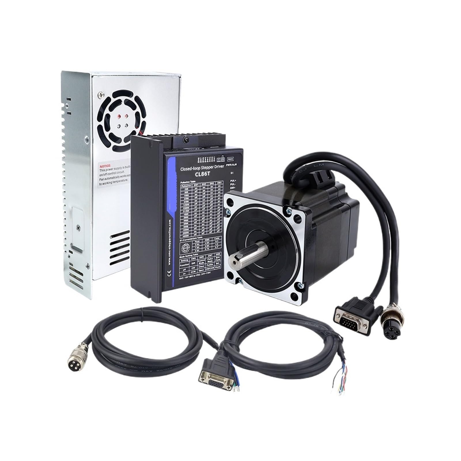 schrittmotorsatz 4,8 Nm Nema 34 Closed Loop Stepper Kit mit Treiber CL86T-V41 Netzteil S-350-60 1,7 m Verlängerungskabel for CNC