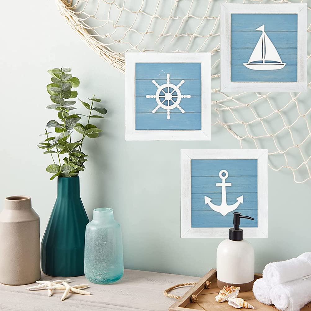 Artigianato in Legno con Animali Marini, Decorazioni per Pareti da Spiaggia, Decorazioni Estive per la Casa per Bagni Costieri, Tema Nautico, Decorazioni da Parete 3D con Stelle