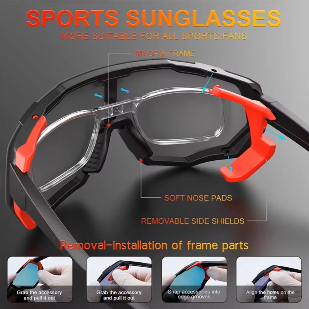 Lunettes De Cyclisme Photochromiques Lunettes De Soleil Polarisées pour Vélo Sports Cyclisme Running Driving Fishing Glasses