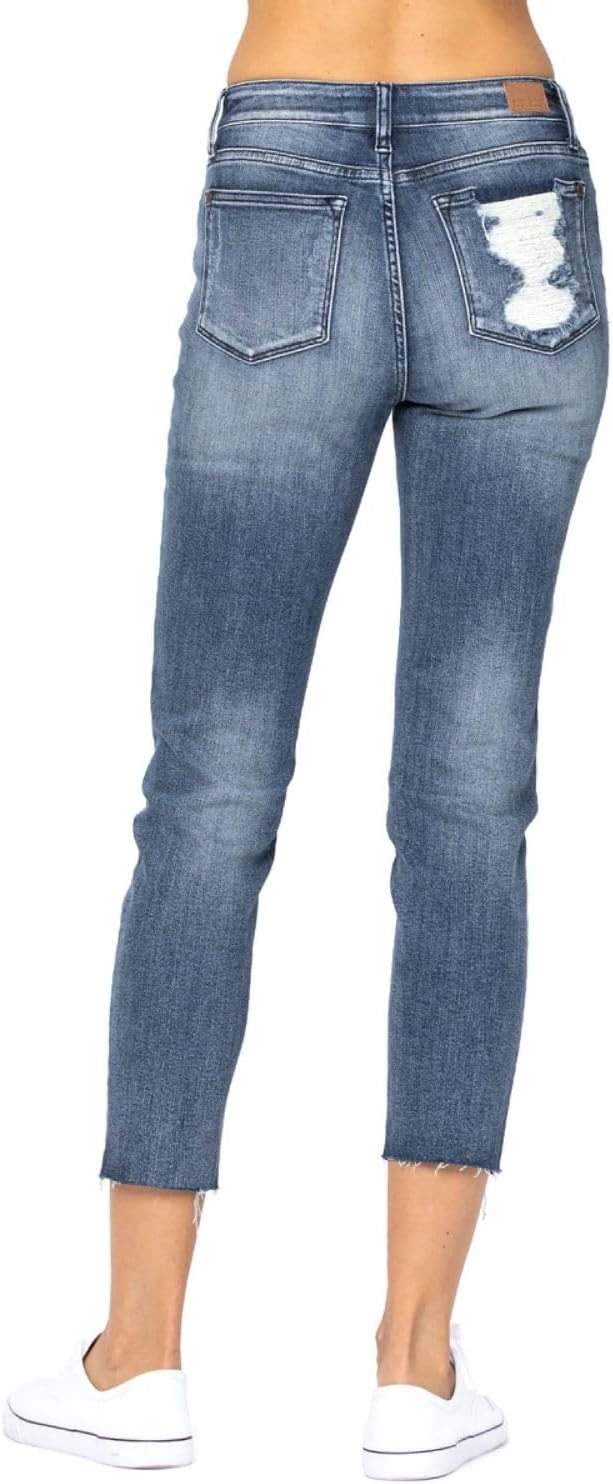 Judy Blue Women's Basic High Waist Relaxed Cropped Skinny Jeans - Image 4