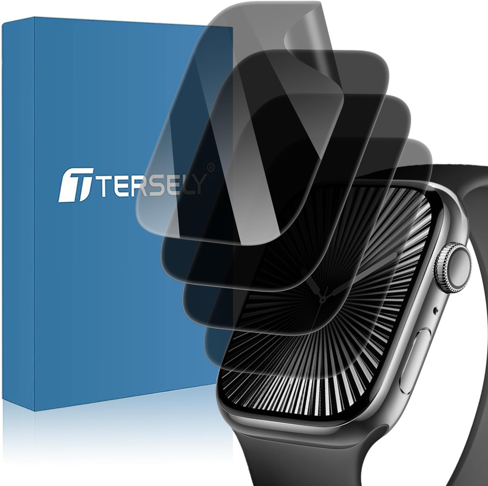 T Tersely [4 Pack Privacy Screen Protector for Apple Watch Series 10-42 MM,Premium TPU Soft Full Coverage Film for iWatch S10 2024, Anti-Spy Matte Black