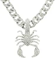 Colar masculino com Forma de escorpião, 50 cm, estilo hip hop, pingente de metal, detalhes em diamante, presente para homens, ousado, elegante, acessório legal