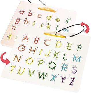 CozyBomB Double Sided Magnetic Letter Board - 2 in 1 Alphabet Magnets Tracing Board for Toddlers ABC Letters Uppercase & Lowercase Practicing