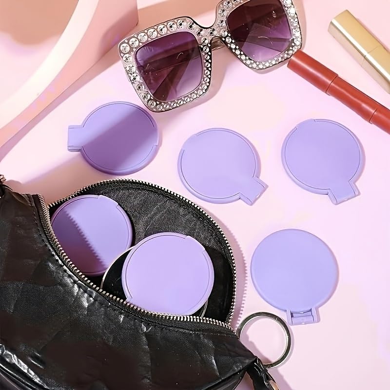 Set de 10 espejos de maquillaje plegables morados miniatura 2
