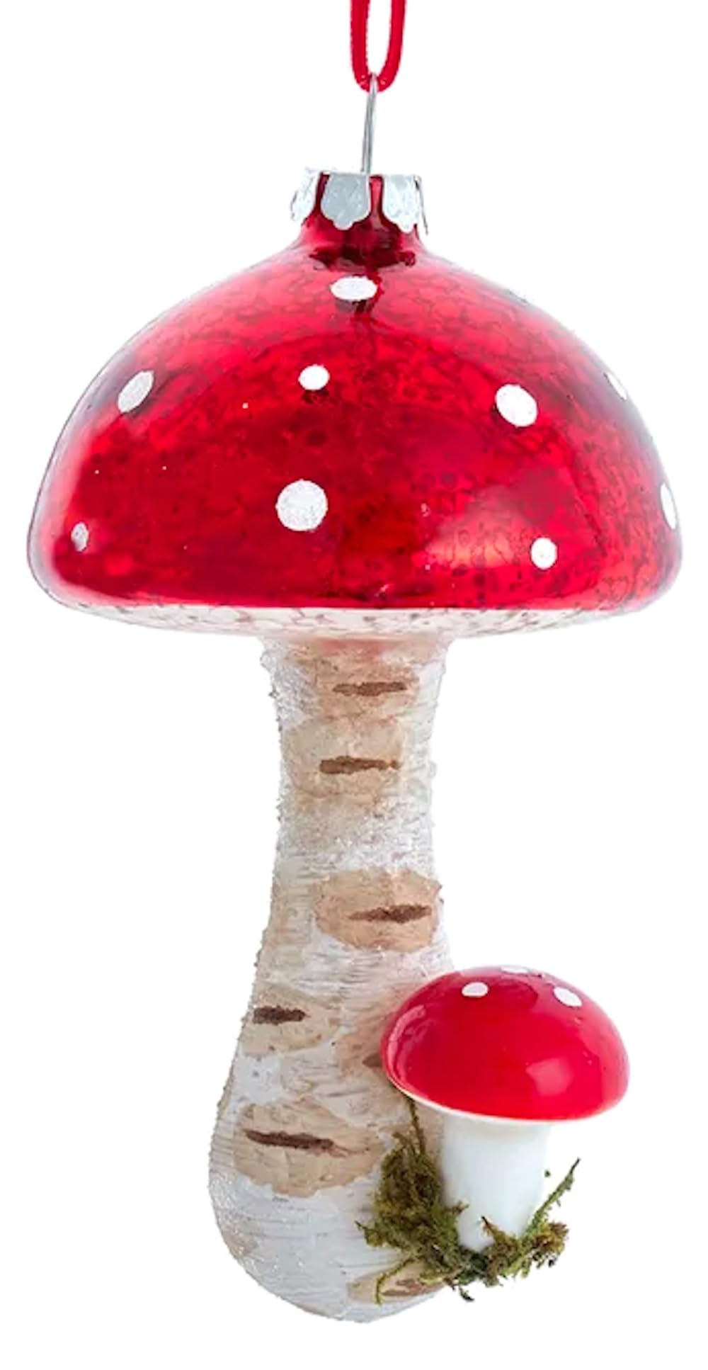 The Bridge Collection Red, White, Green 4.75" Glass Toadstool Mushroom Ornament - Home For The Holidays - Christmas Tree Ornaments - Mushroom Christmas Ornaments - Toadstool Ornaments For Christmas Tree - Woodland Orna