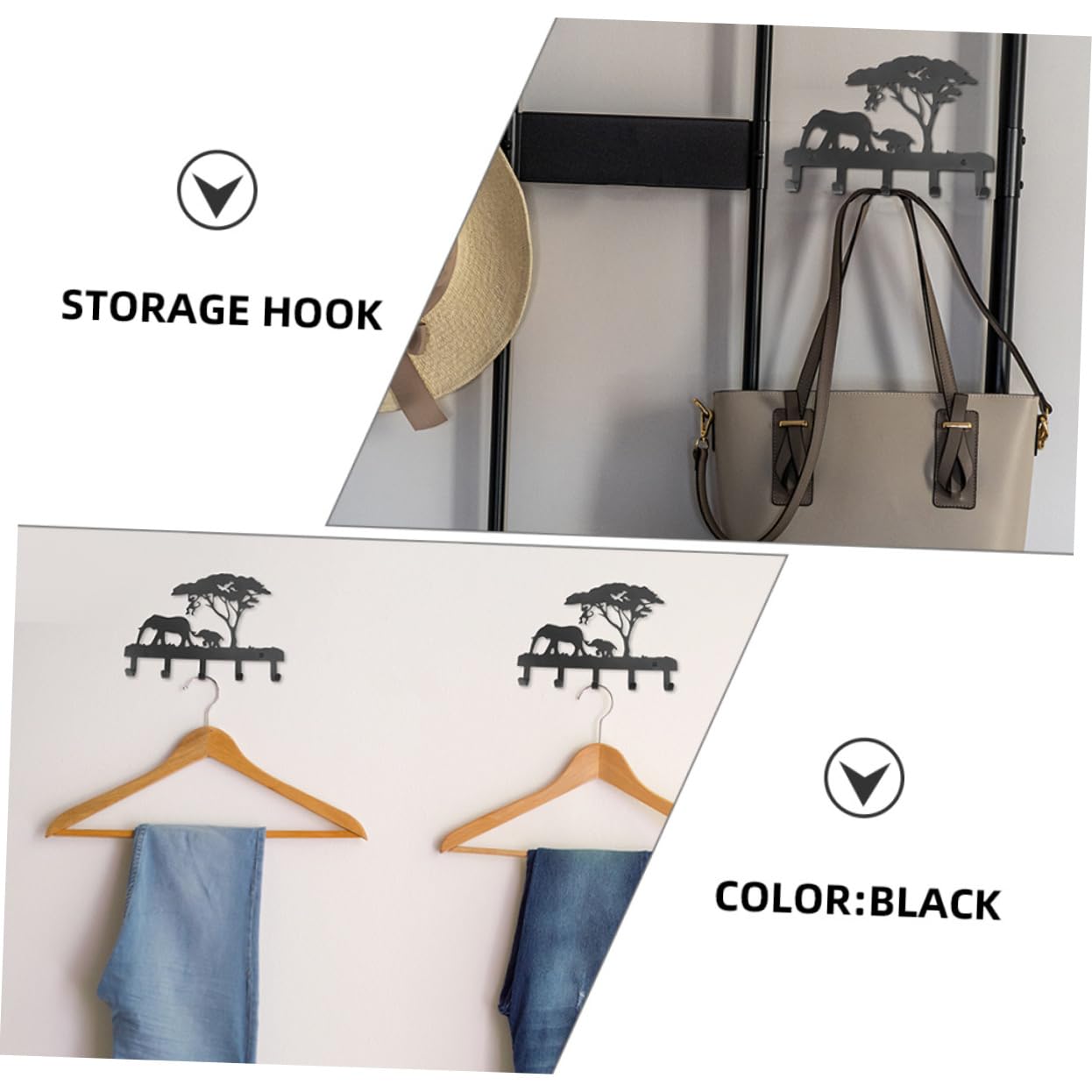 Cabilock Ganchos de Pared Elefante Negro de Hierro 28, 5x20x3 Cm