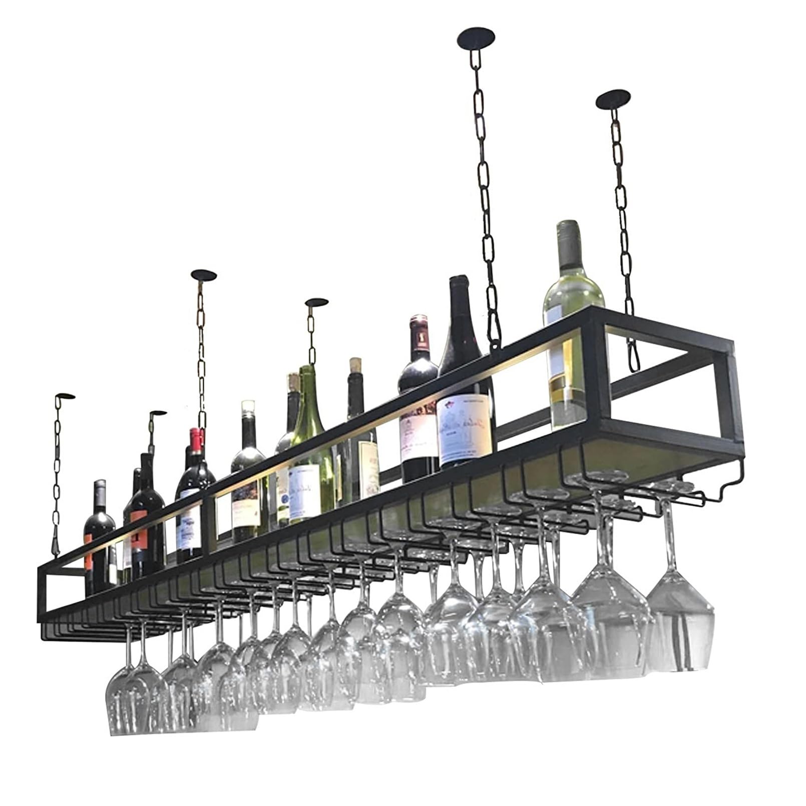 Casier à vin en métal avec étagère porte-verres pour aménagement de bar et rangement cuisine