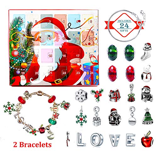 CHRISBEE Advent Calendar 2019 Christmas Countdown Calendar DIY 24 Days Xmas Charms Bracelet