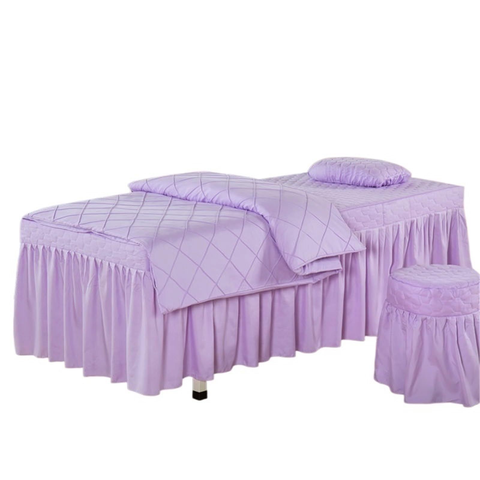 Beauty Salon Bed Cover Sets 4pcs Beauty Salon Bedding Set Massage Spa Thick Bed Linens Sheets Bedspread Duvet Cover(Light Purple,70x190cm 4pcs)