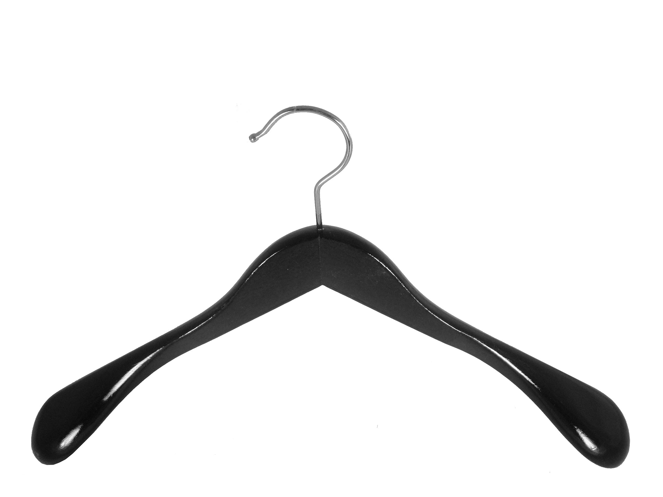 Cintre en bois massif pour vestes et manteaux, large, 45 cm, noir, lot de 5