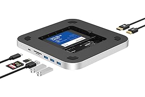 Qwiizlab Silver Mac Mini Hub with 10Gbps USB-C Docking Station