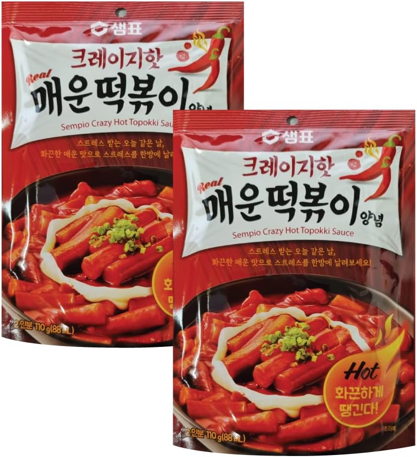 Topokki(tteokbokki) Crazy Hot Sauce - Korean Food Ddeokbokki Stir-Fried Rice Cake Sauce, 110g x 2pack