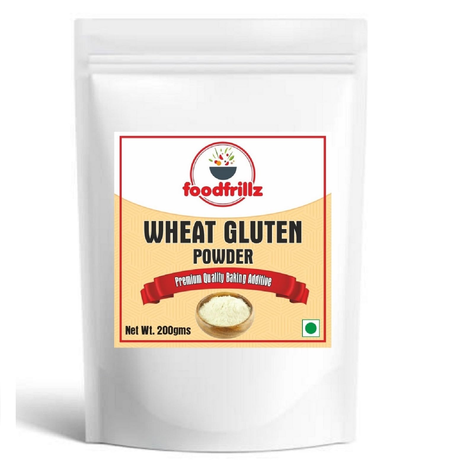 foodfrillz Vital Wheat Gluten Powder, 200 g gluten based baking and cooking additive
