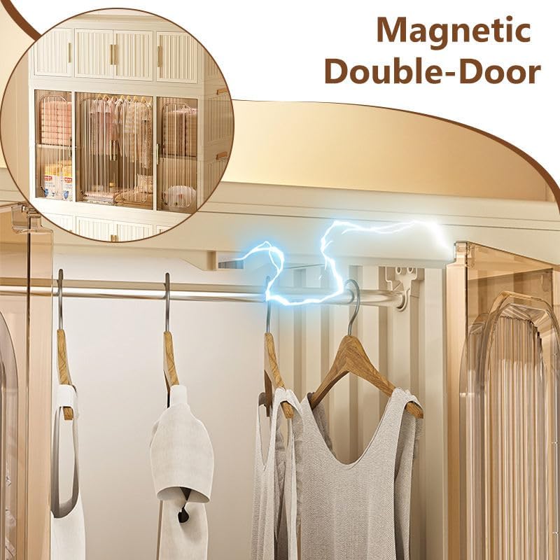 Image of Mevigo Door Plastic Wardrobe for Kids| Almirah and Wardrobe for Baby Clothes| Modular Storage Cabinet with Wheel Organizer for Cupboard Rack for Clothes /Shoes /Books /Toy (White-TG651, 9- Door)